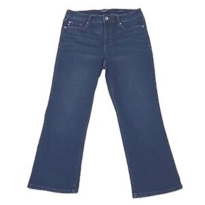 Chaps Crop Kick Jeans Whiskered Dark Wash Straight Leg Mid Waist Rise Bootcut